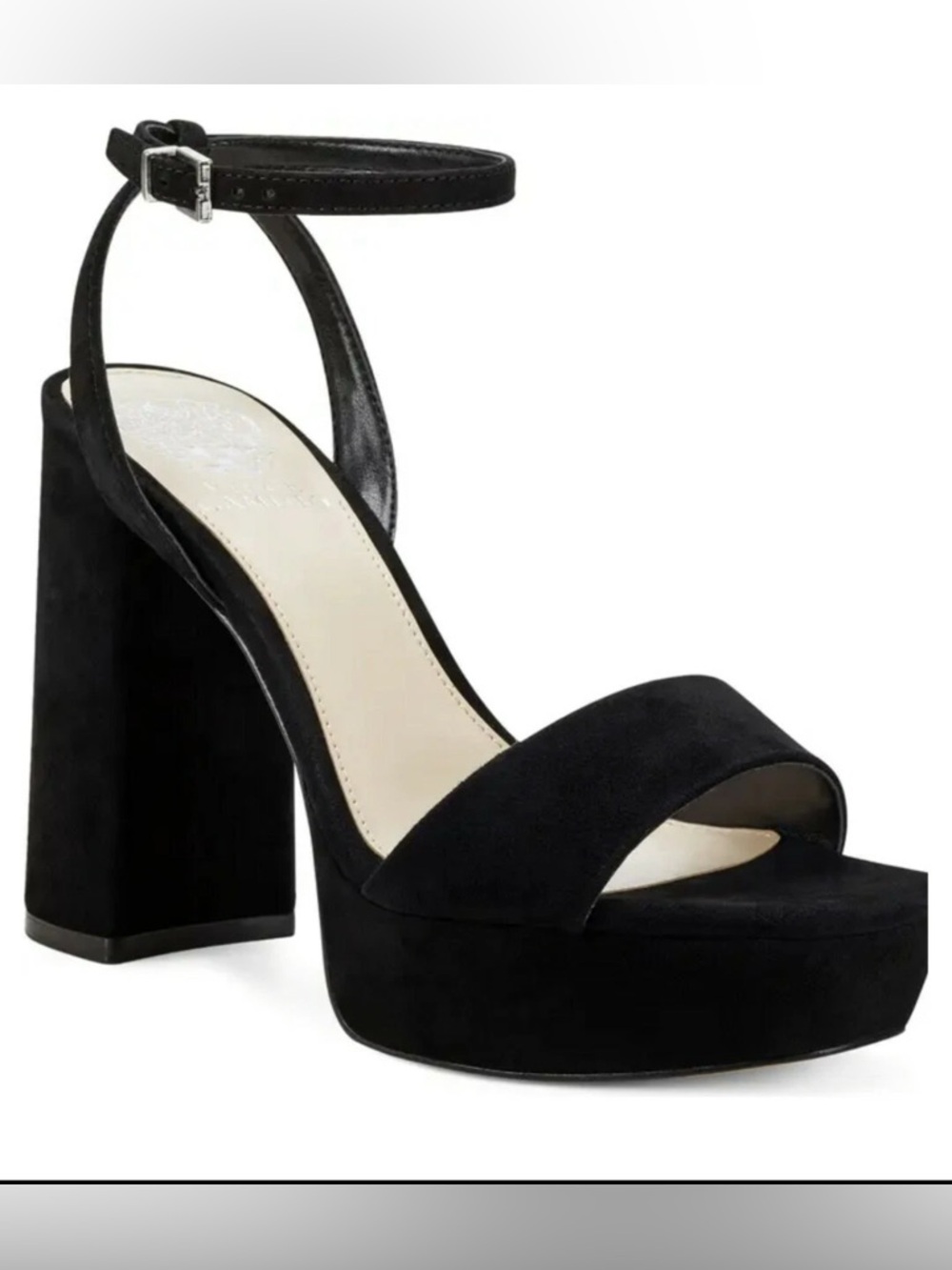 Vince Camuto Chastin Platform Heels Black Ankle Strap Block Heel Size 9